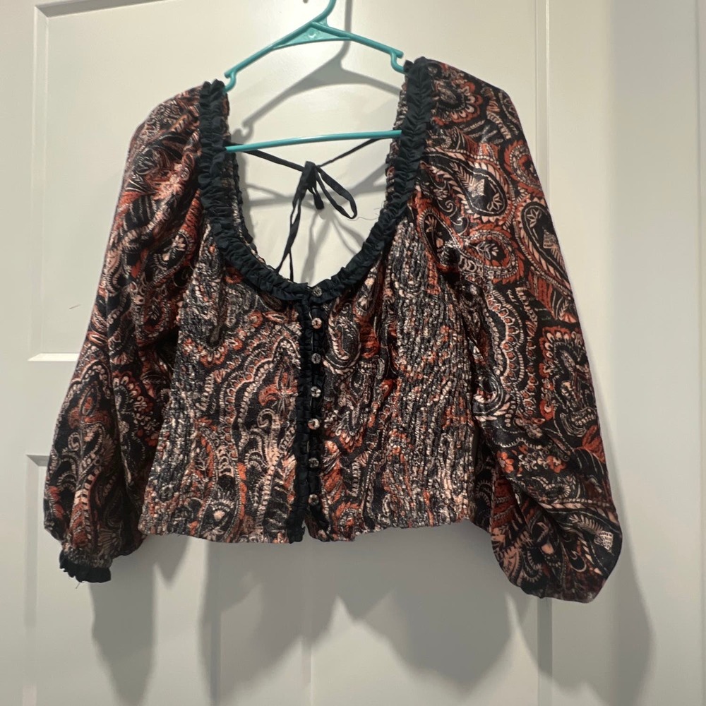 Free people paisley velour top worn twice
